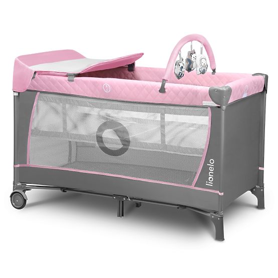Reisebett mit Wickeltisch – rosa
