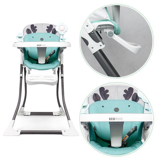 Rentier Esszimmerstuhl - weiß-türkis