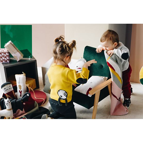 Retro-Kindersessel Velvet – dunkelgrün