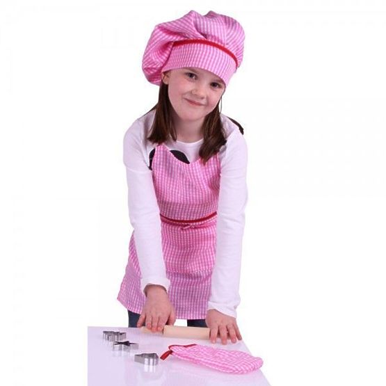 Rotes Kochset mit Schürze