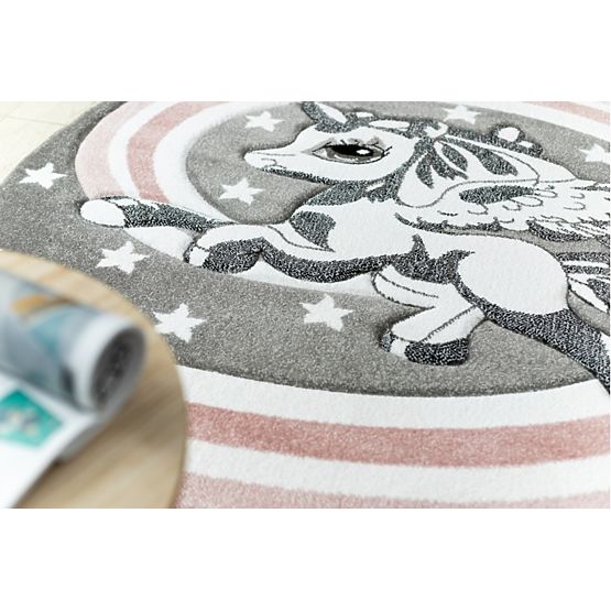 Runder Teppich PETIT - Einhorn - grau