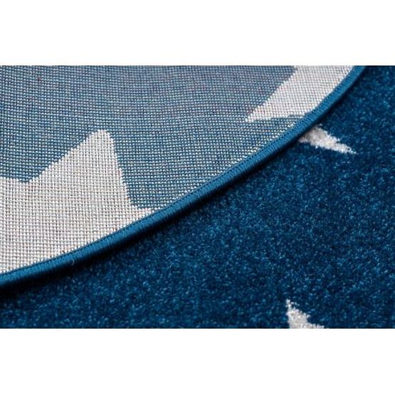 Runder Teppich SKETCH - FA68 Marokkanisches Kleeblatt, Gitter, blau-weiß - Sterne