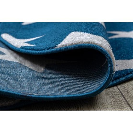 Runder Teppich SKETCH - FA68 Marokkanisches Kleeblatt, Gitter, blau-weiß - Sterne