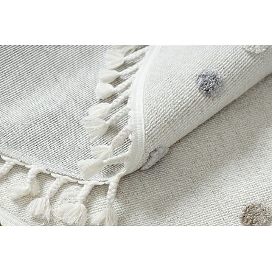 Runder Teppich YOYO EY78 weiß / beige - Wolke, Regenbogen, Punkte für Kinder, strukturell, sensorisc