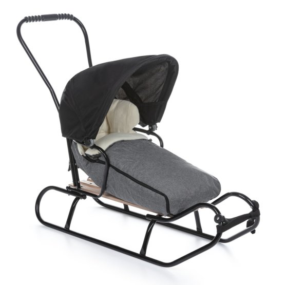 Kinderschlitten mit Rückenlehne und Fleecejacke - dunkelgrau / melange