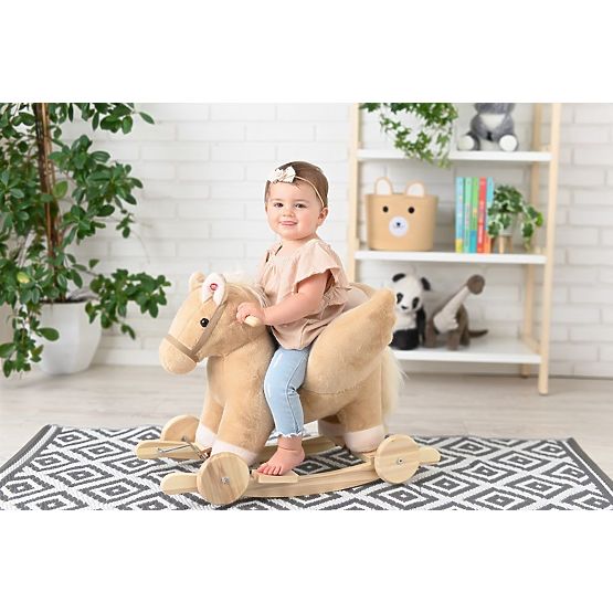 Schaukelndes Pegasus Beige mit Sessel und Rädern