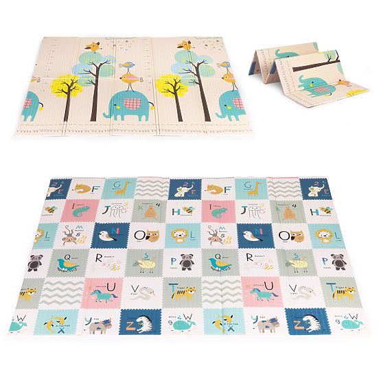 Schaumstoffmatte für Kinder 200x150 cm, beidseitig faltbar, Wachstumsskala, Alphabet ECOTOYS