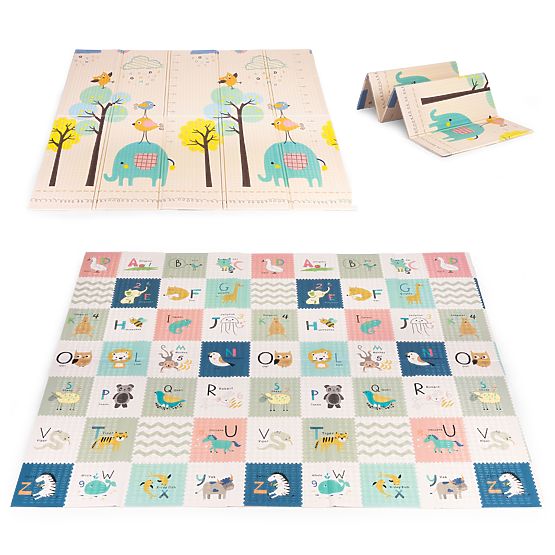Schaumstoffmatte für Kinder 200x180 cm, beidseitig, mit Wachstumsmaßstab und Alphabet, ECOTOYS