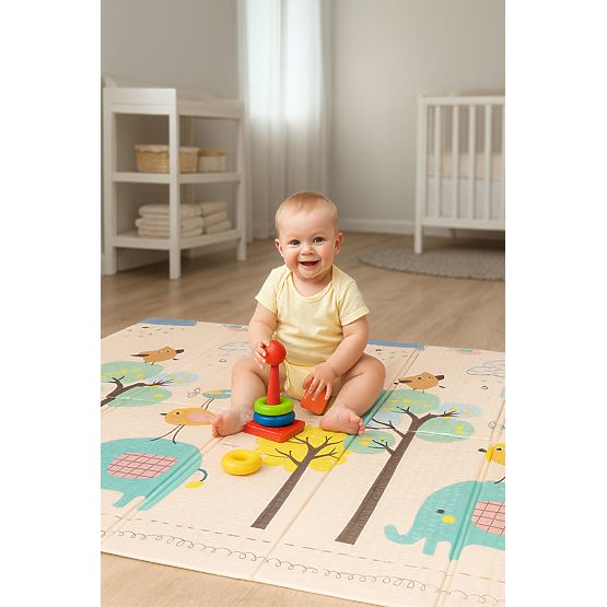 Schaumstoffmatte für Kinder 200x180 cm, beidseitig, mit Wachstumsmaßstab und Alphabet, ECOTOYS