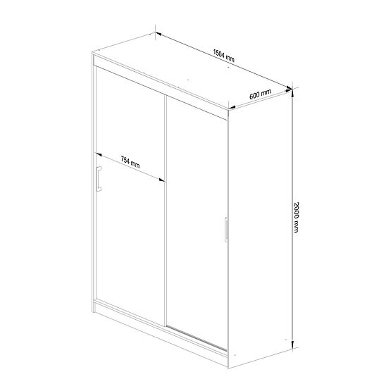 SCHIEBETÜR-KLEIDERSCHRANK 150cm CLP WENGE / WEISS