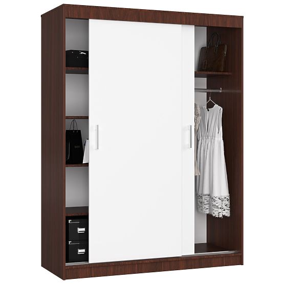 SCHIEBETÜR-SCHRANK 150 cm CLP MONO WENGE/WEISS