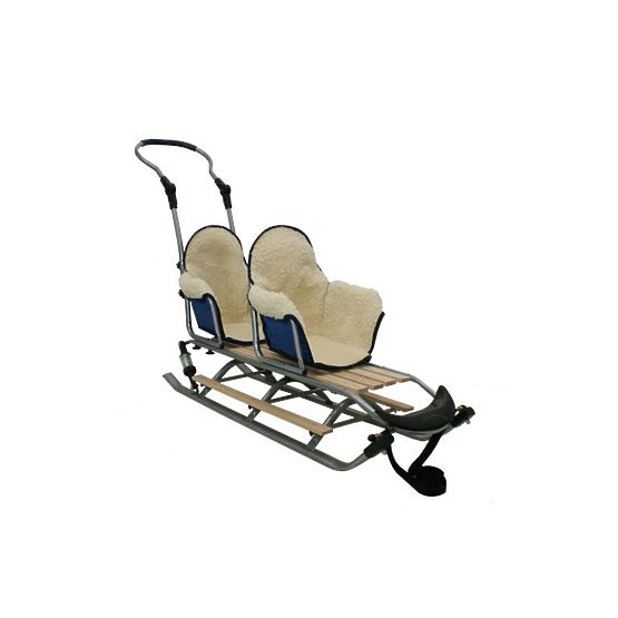 Schlitten für Zwillinge Duo Sport - rote Sitzfarbe