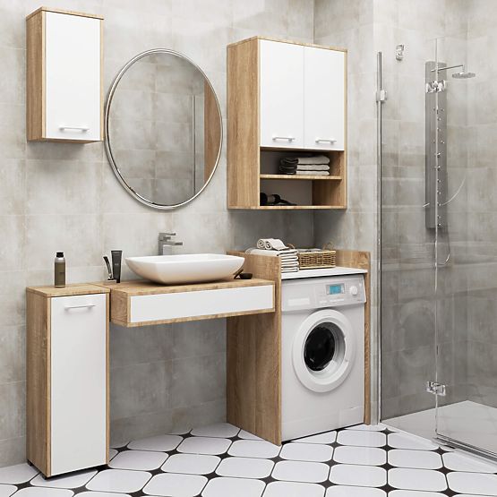 SCHRANK FÜR WASCHMASCHINE FIN EICHE SONOMA / WEISS