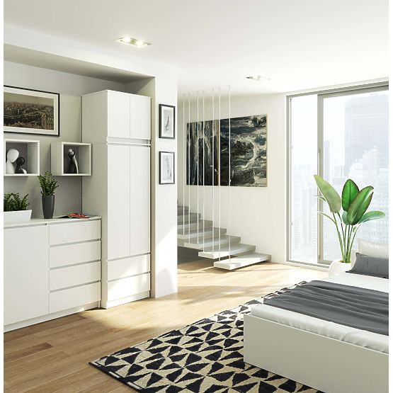 SCHRANK MIT AUFSATZ S60 2D 2SZ CLP PK WEISS