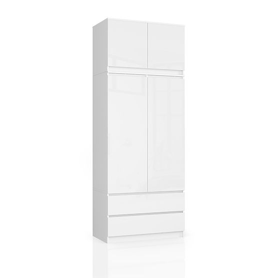 SCHRANK MIT AUFSATZ S90 2D 2SZ CLP PK WEIßER GLANZ