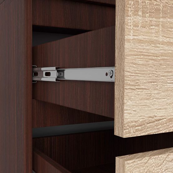 SCHRANK S 90 cm 2 TÜREN 2 SCHUBLADEN 2 SPIEGEL PK WENGE / SONOMA