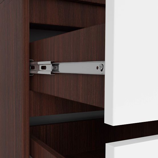 SCHRANK S 90 cm 2 TÜREN 2 SCHUBLADEN 2 SPIEGEL PK WENGE / WEISS