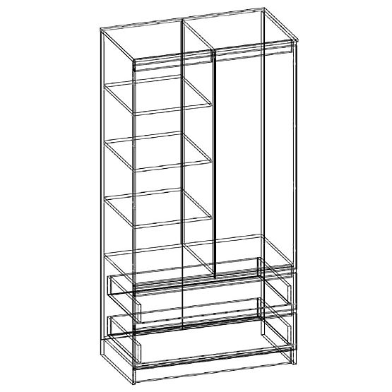 SCHRANK S 90 cm 2 TÜREN 2 SCHUBLADEN PK WENGE / SONOMA