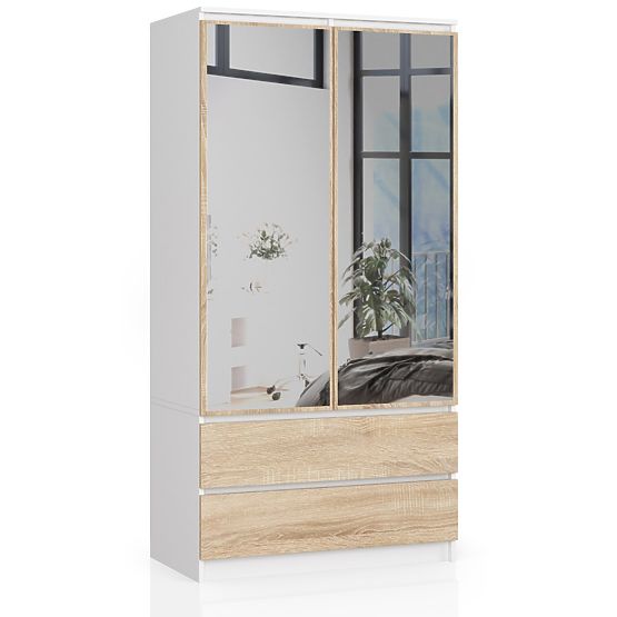 SCHRANK S90 2D 2SZ 2 SPIEGEL CLP PK WEISS / SONOMA