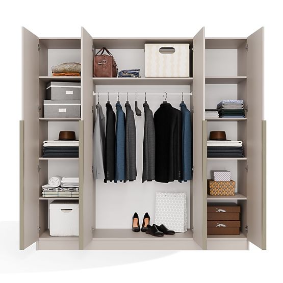 SCHRANK SENSO 4D 200 CM 4 TÜREN GOLDENE GRIFFE FÜR WOHNZIMMER SCHLAFZIMMER KASCHMIR BEIGE