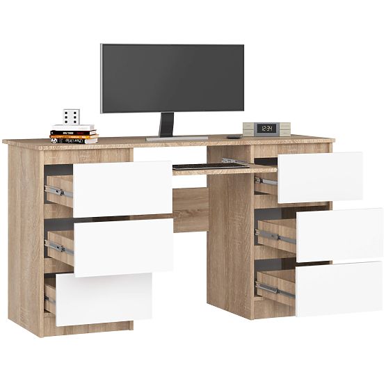 SCHREIBTISCH A-11 CLP 6SZ PK SONOMA / WEISS