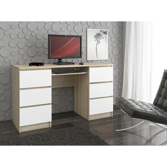 SCHREIBTISCH A-11 CLP 6SZ PK SONOMA / WEISS