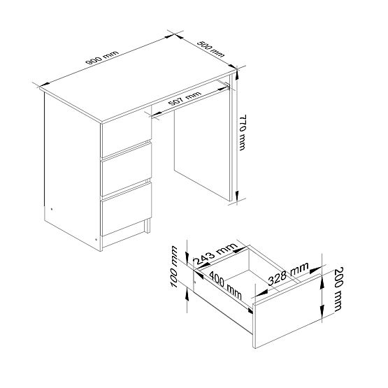 SCHREIBTISCH A-6 CLP CAPPUCCINO LINKSHÄNDER