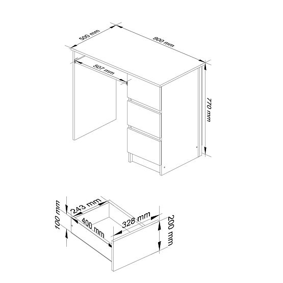 SCHREIBTISCH A-6 CLP EICHE CRAFT RECHTS