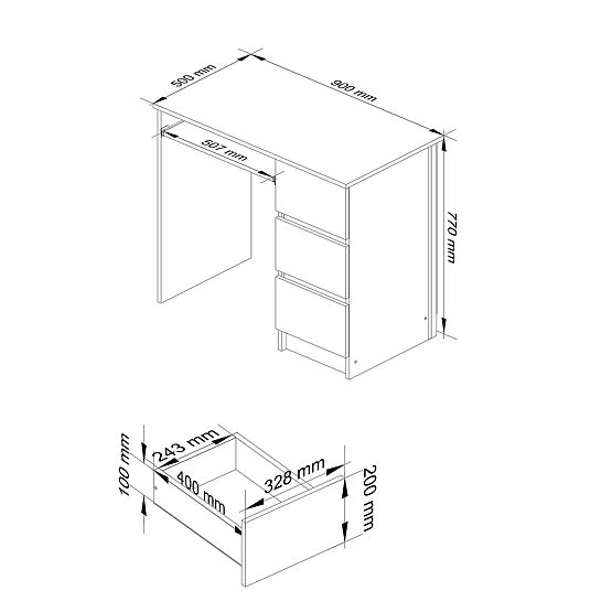 SCHREIBTISCH A-6 CLP EICHE CRAFT RECHTS