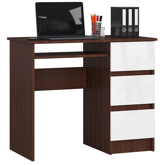 SCHREIBTISCH A-6 CLP WENGE - WEISS RECHTS