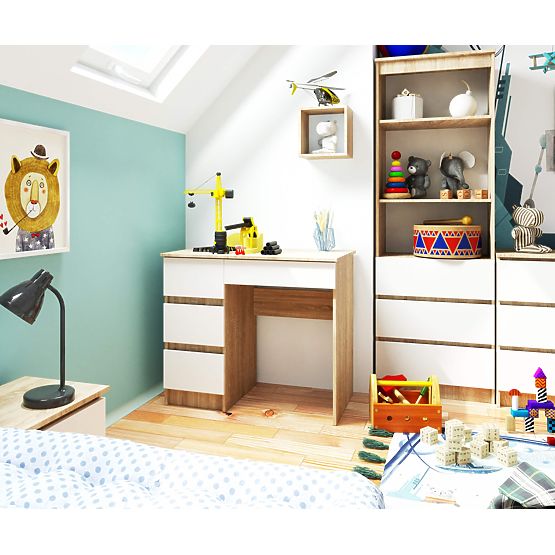 SCHREIBTISCH A-7 CLP PK EICHE SONOMA / WEISS LINKS