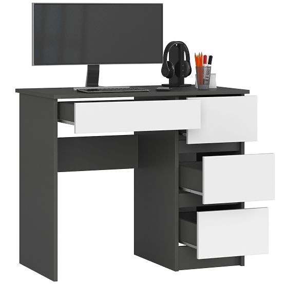 SCHREIBTISCH A-7 CLP PK GRAU / WEISS RECHTS