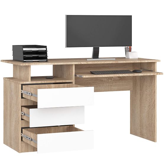 SCHREIBTISCH CLP 135cm PK SONOMA / WEISS