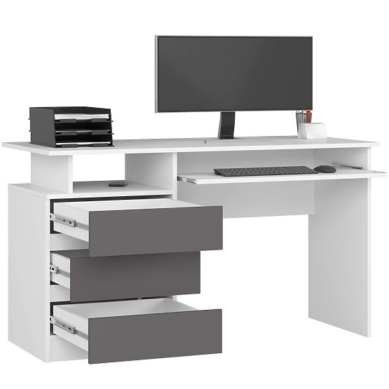 SCHREIBTISCH CLP 135cm PK WEISS / GRAU