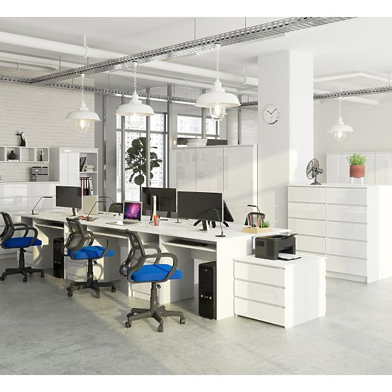 SCHREIBTISCH CLP 135cm PK WEISS / WEISS HOCHGLANZ