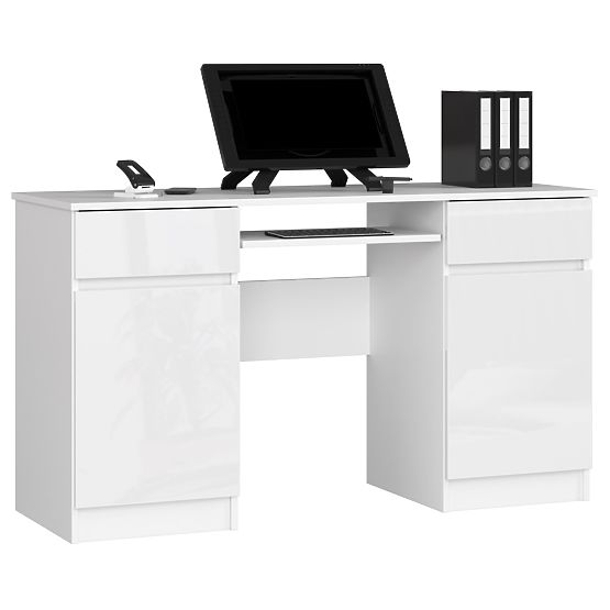 SCHREIBTISCH CLP A5 2D 2SZ PK WEISS HOCHGLANZ