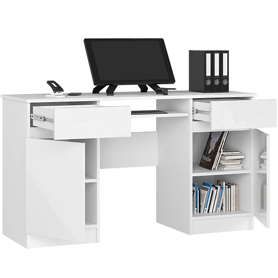 SCHREIBTISCH CLP A5 2D 2SZ PK WEISS HOCHGLANZ
