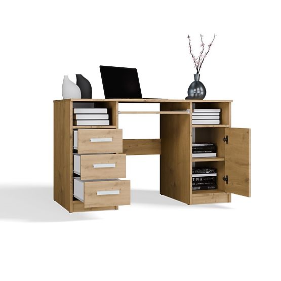 SCHREIBTISCH DELTA EICHE ARTISAN 120 cm 3 Schubladen Schrank Regal Für Büro Zimmer Für Laptop
