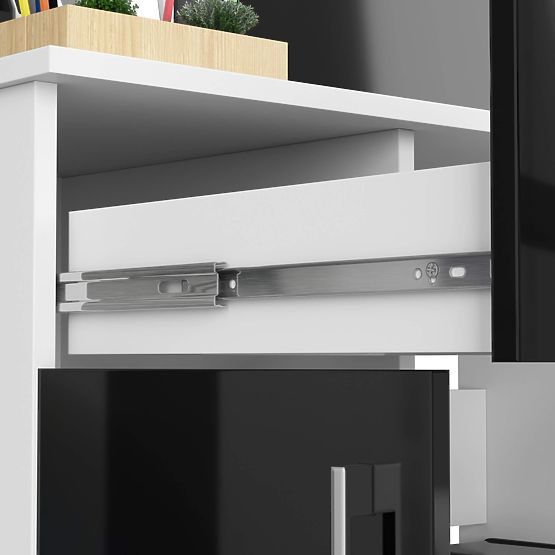 SCHREIBTISCH JAY PK WEISS / SCHWARZ GLANZ