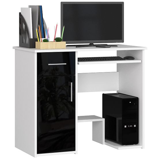 SCHREIBTISCH JAY PK WEISS / SCHWARZ GLANZ