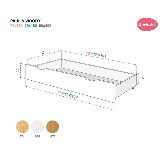 Schublade Paul - Buche