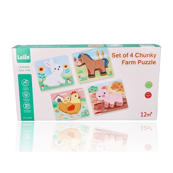 Set aus 4 Holzpuzzles Bauernhof