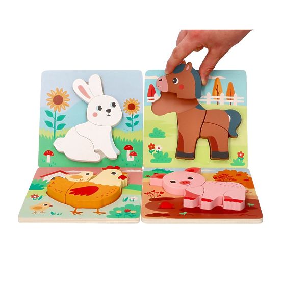 Set aus 4 Holzpuzzles Bauernhof