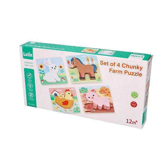 Set aus 4 Holzpuzzles Bauernhof