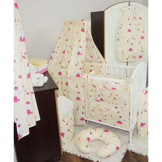 Set - baldachin mit bogen + Wickeldeckchen - Hello Kitty creme