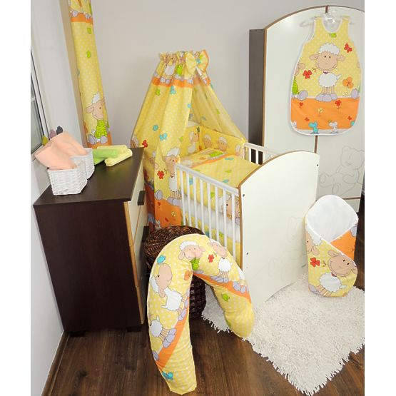 Set - baumwolle baldachin mit bogen + schlafend Sack Grösse. M - Gelb lamm