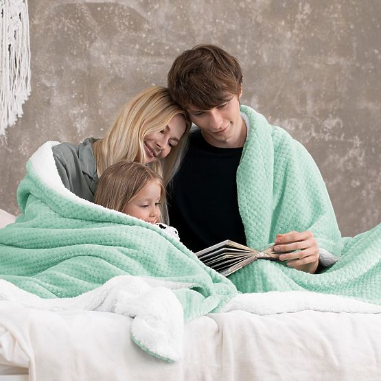 SHLEEPY Decke Farbe Minze jacquardgeprägt klassischer Stil 130x180