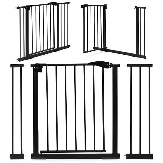Sicherheitsbarriere 74-105 cm für Treppen und Türen, Stahl, Zusatzpaneele, schwarz ECOTOYS