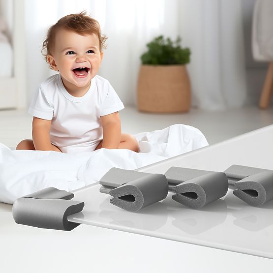 SIPO Schaumstoff-Eckenschutz für Glasflächen, grau - 4 Stk