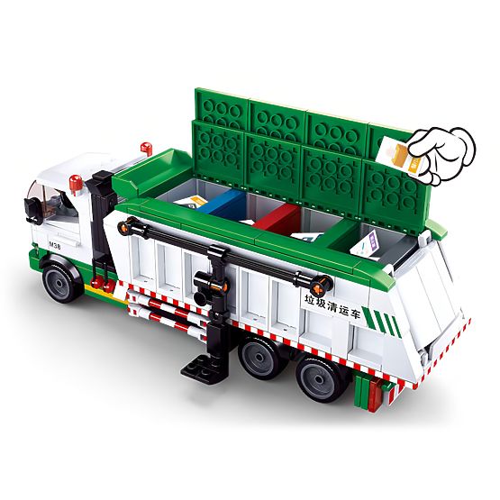 Sluban Town Bausatz M38-B0780 - Müllrecyclingwagen + Kartenspiel